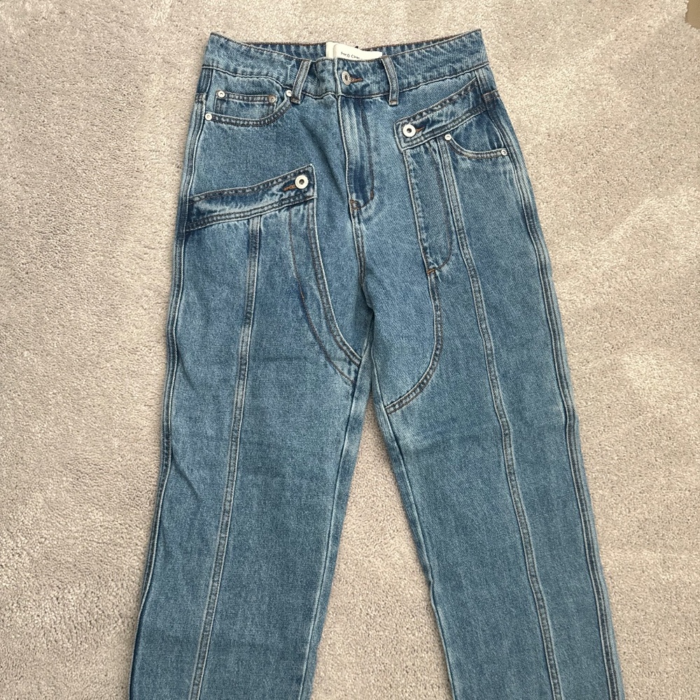 FENG CHEN WANG Blue Deconstructed Jeans